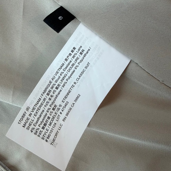 Theory Women Light Gray Wool Blend Classic Suit Blazer Sz 6 Lightweight Business - Picture 10 of 13
